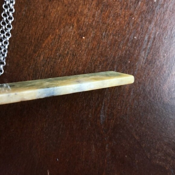 Rectangle Marble Stone Bar Rolo Chain Necklace - Picture 4 of 5